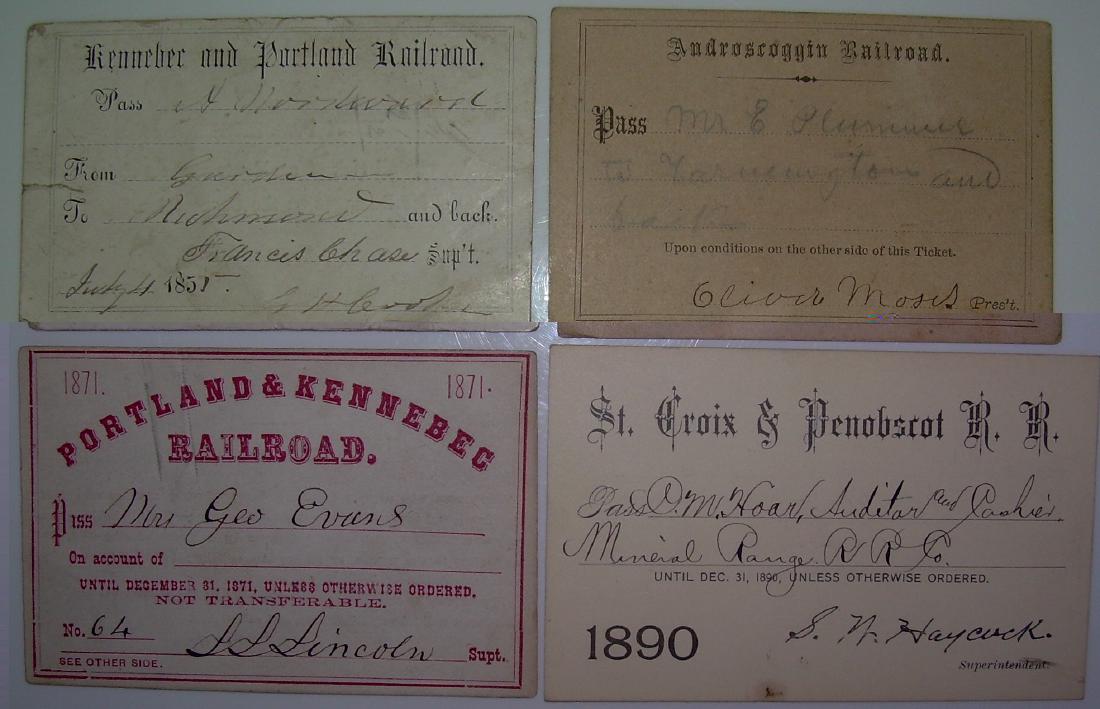 Maine Passes (4) 1855-1890 (1 of 2)