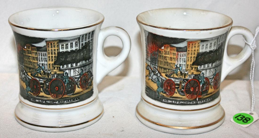 China: 2 Occupational Mustashe Cups,: cup/saucer, Epping NH Mug, EEFD Dish