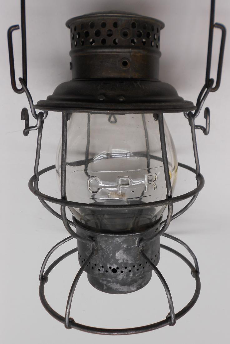 Canadian Pacific Railway Adlake Lantern Cast CPR Globe: This is not a common model for the Canadian Pacific Railway. It has a simple CPR stamping on the Adlake Reliable lid. The globe is an obvious Canadian product with the CPR initials in a round panel. T