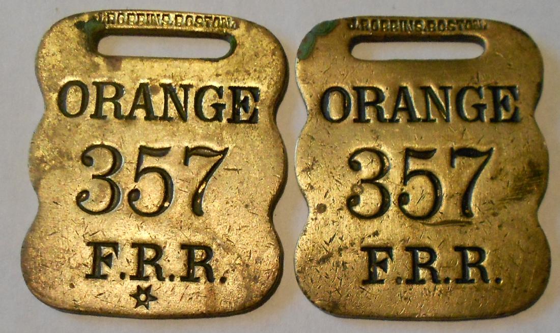 Fitchburg Railroad Baggage Tag Set "Orange" (1 of 3)