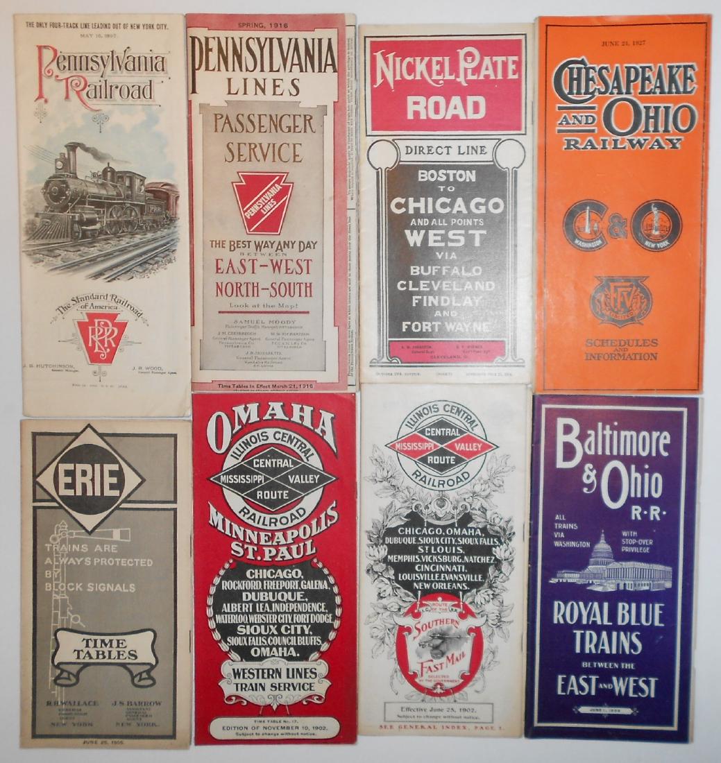 8 Eastern Timetables" PRR, NKP, C&O, B&O, Erie, IC (1 of 1)