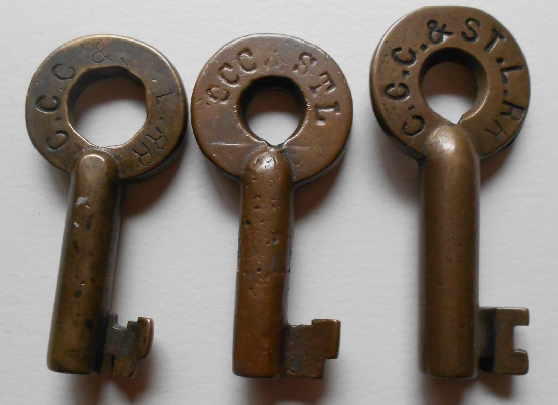 3 Brass Switch Keys Big Four CCC&StL (1 of 2)