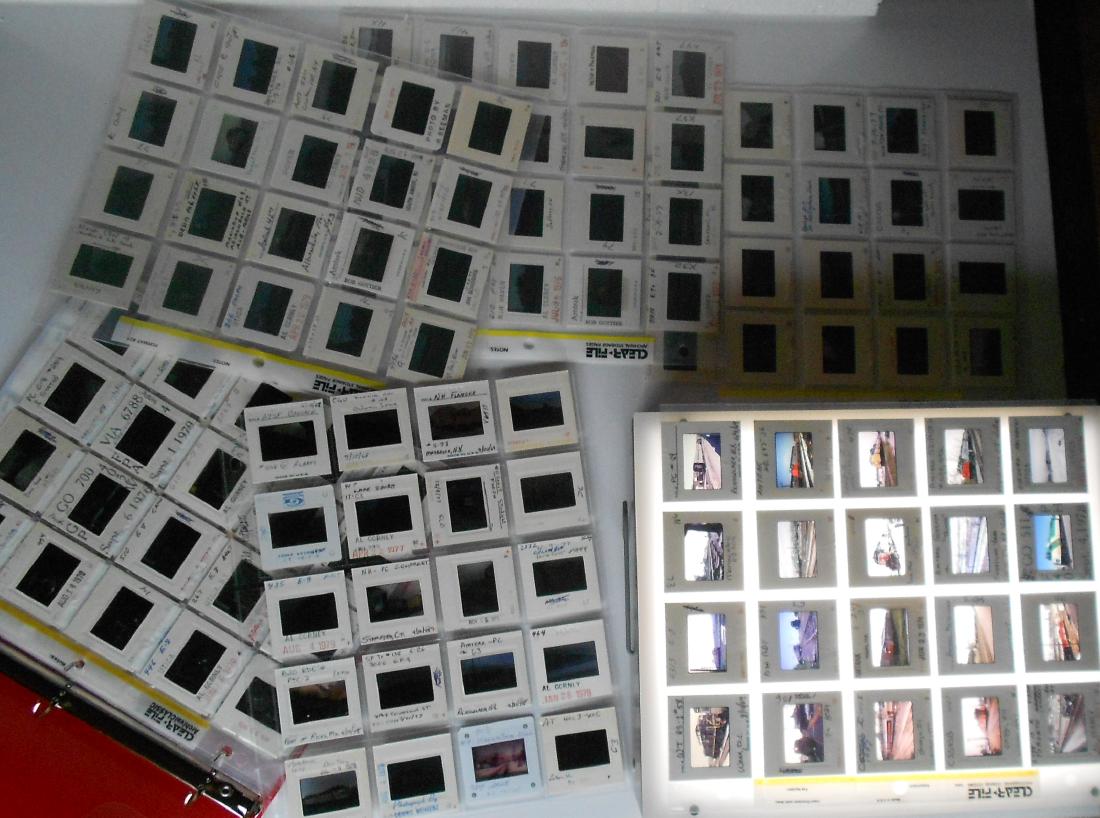 Passenger Railroad Color Slides (200): A group of slides that are in a binder that has protective plastic insert sheets that hold 20 slides per sheet. Expect diverse geography. This group features mostly diesel locomotives dating from 1966