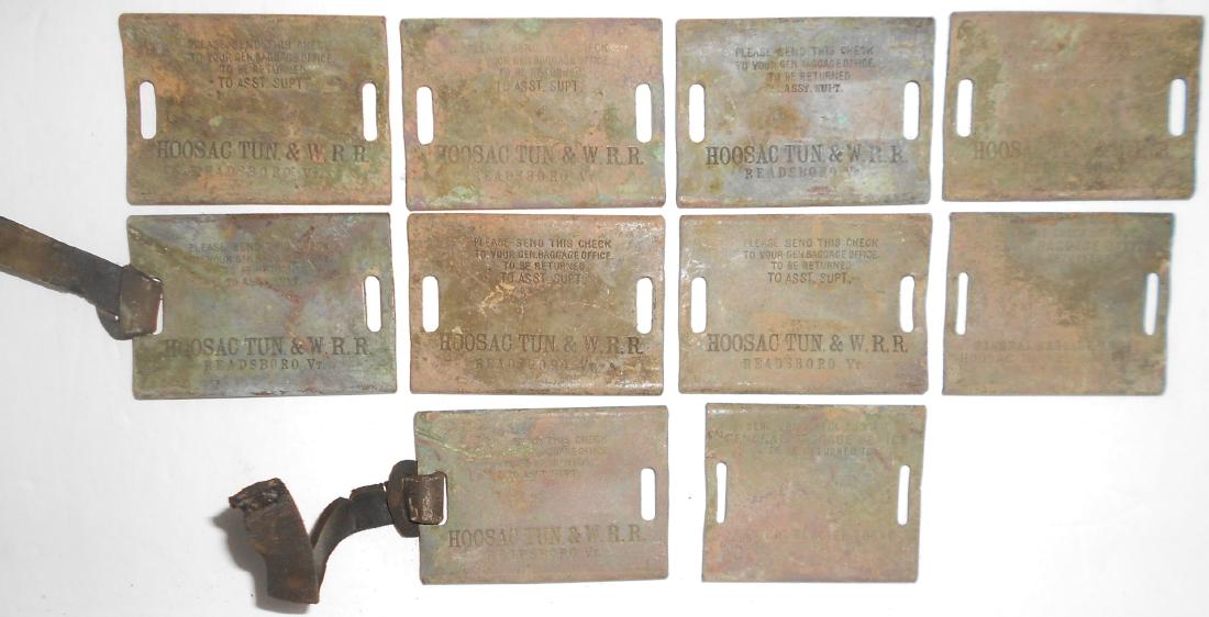 10 Hoosac Tunnel & Wilmington Railroad Baggage Tags (1 of 2)