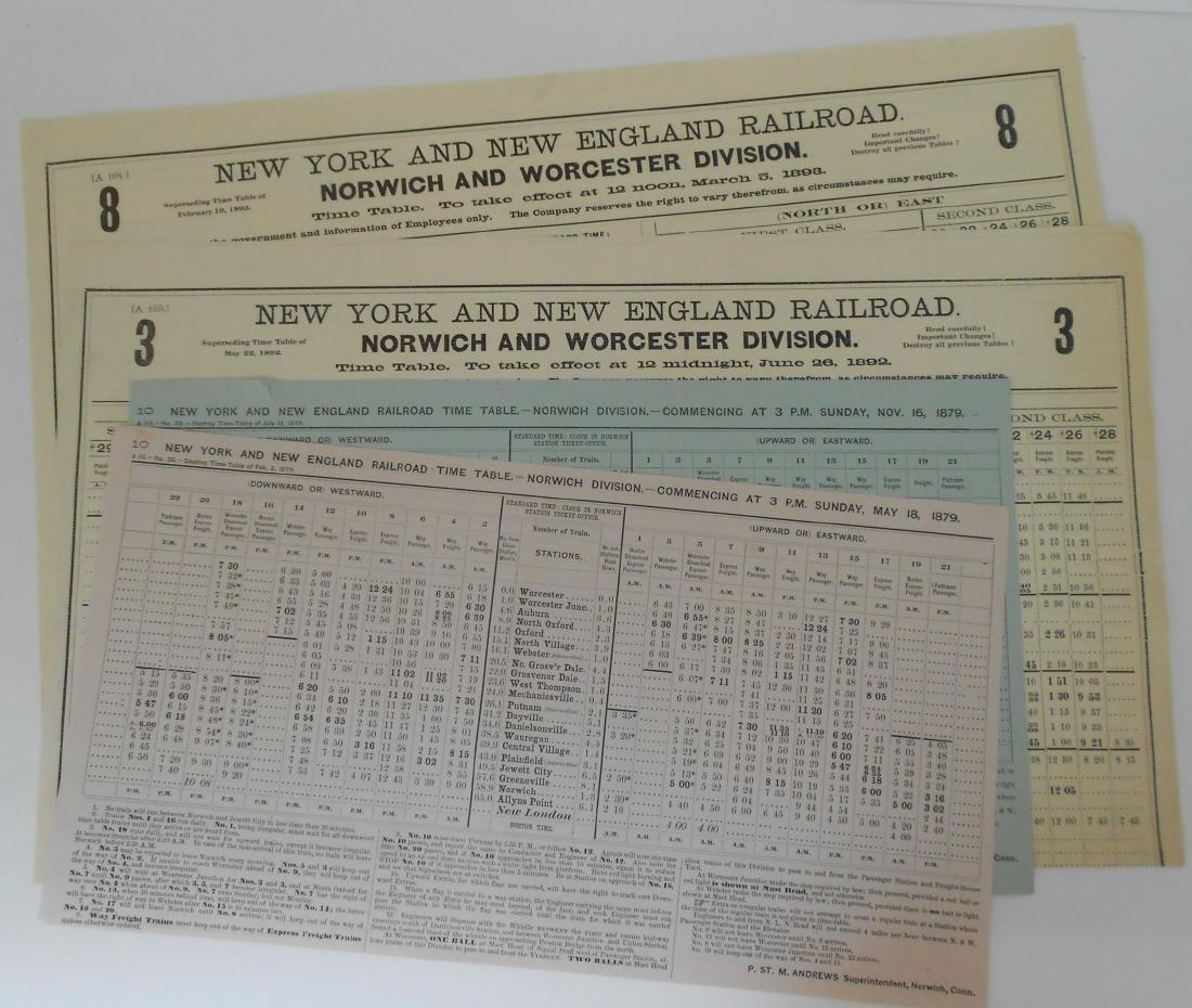 Norwich & Worcester Railroad Employee Timetables - 4 (1 of 3)