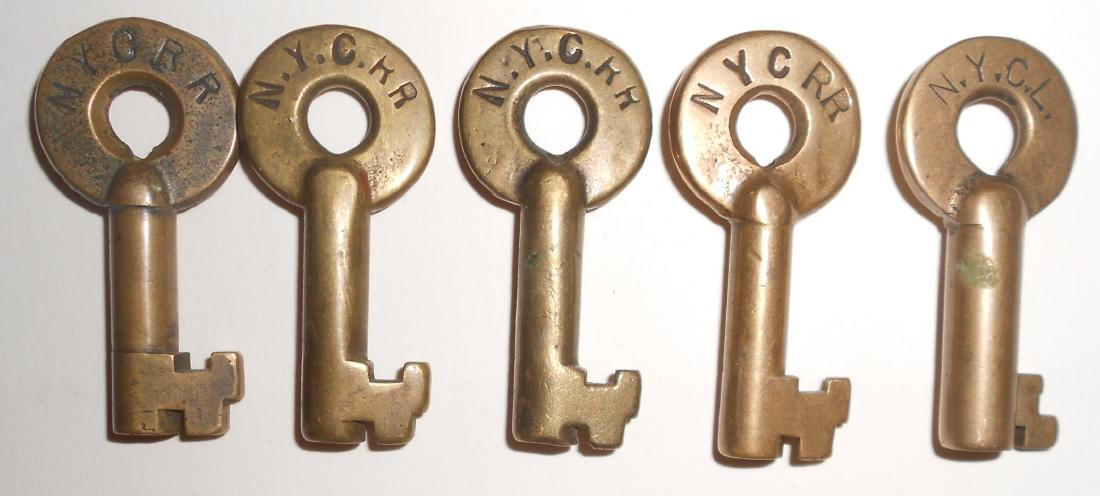 5 New York Central Railroad Brass Switch Keys (1 of 2)