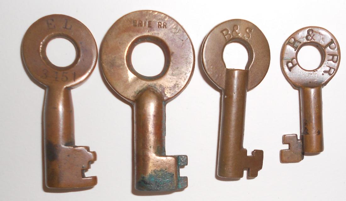 4 Railroad witch Keys: Erie, B&S, BR&P (1 of 2)