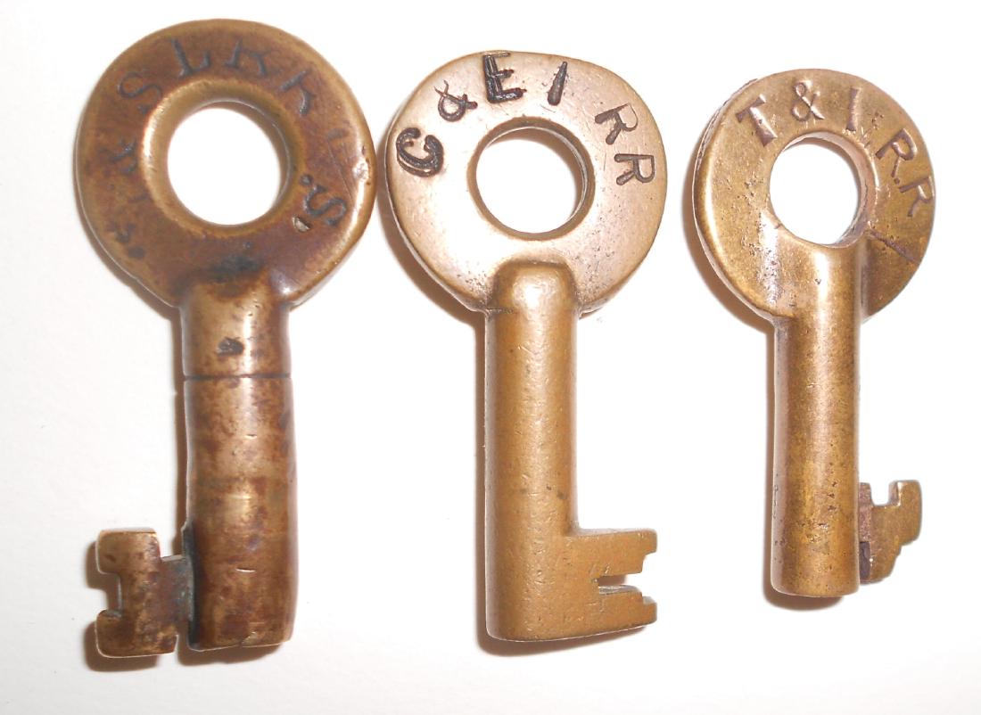 3 Railroad Switch Keys: T&StL, C&EI, T&IRR (1 of 2)