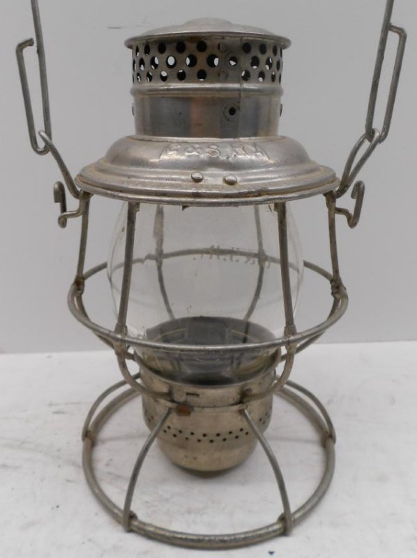 Colorado & Southern Railway Adlake Lantern: An Adlake Reliable frame with C&S RY stamped on the lid with an added serial number of 4734 in the panel provided. The frame is very clean. The globe is a Corning style with C&S RY etched in smaller t