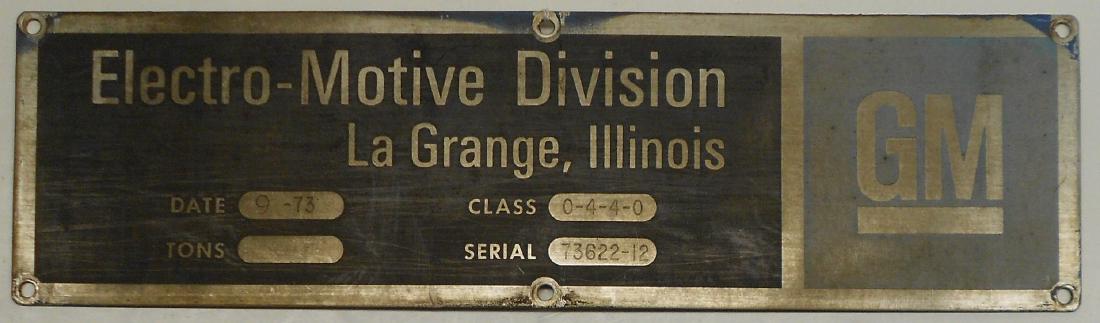 EMD Builder's Plate PC SW-1500 #73622-12 (1 of 3)