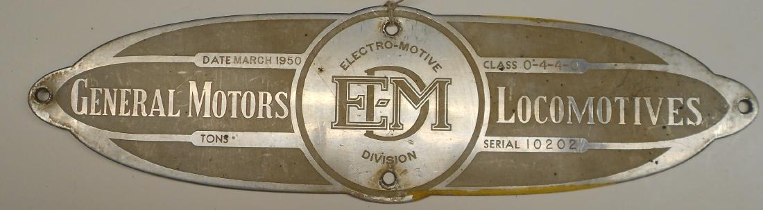EMD Builder's Plate ACL F7A  #10202 (1 of 3)