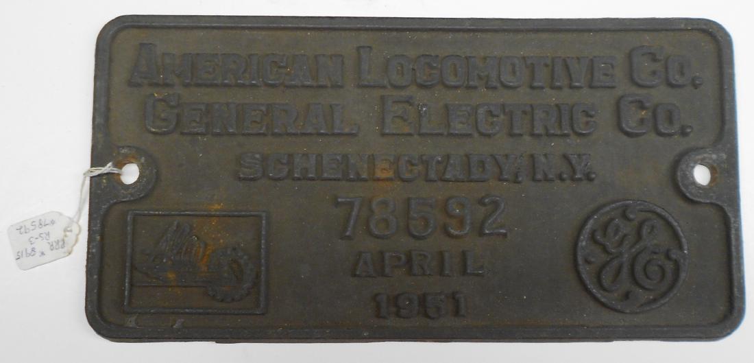 Alco Builder's Plate PRR RS-3 #78592 (1 of 3)
