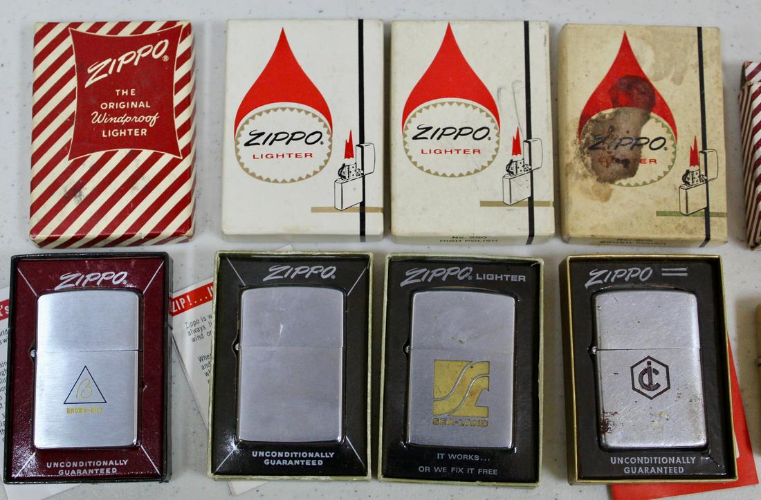 Large Lot of Vintage Zippo Lighters: 14 Zippo Lighters Some in Original Packages