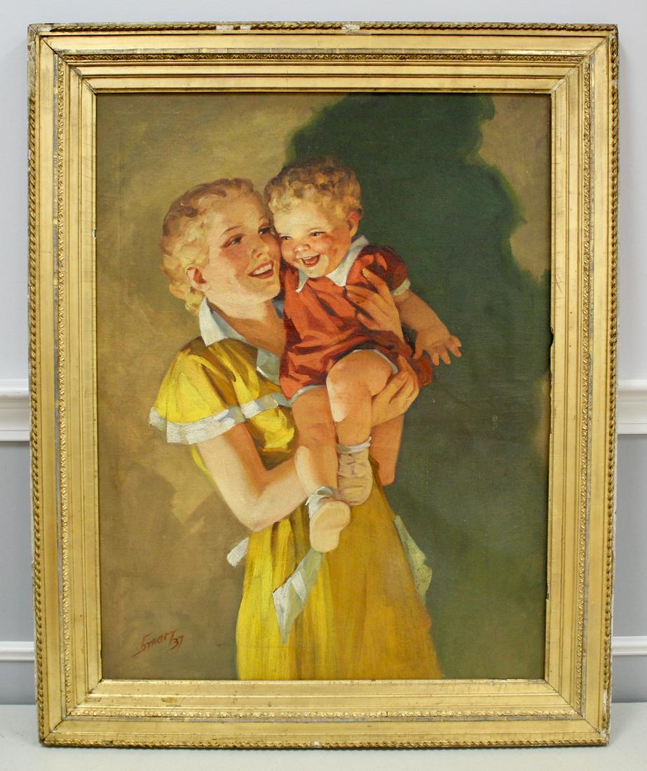 Signed Stuart Painting: Signed Stuart Painting On CanvasSight dimensions: 29.5" x 22.25'Goo condition