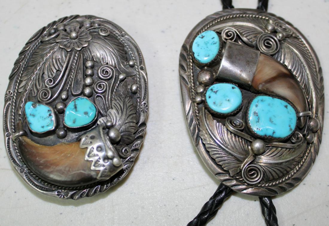 Silver Belt Buckle and Bolo: Silver and Turqoise Bolo And Belt Buckle