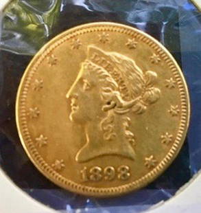 1898 Liberty Head Eagle, $10 Dollar Gold Coin: 1898 Liberty Head Eagle, $10 Dollar Gold Coin