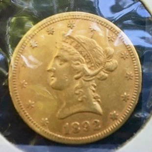 1892 Liberty Head Eagle, $10 Dollar Gold Coin: 1892 Liberty Head Eagle, $10 Dollar Gold Coin