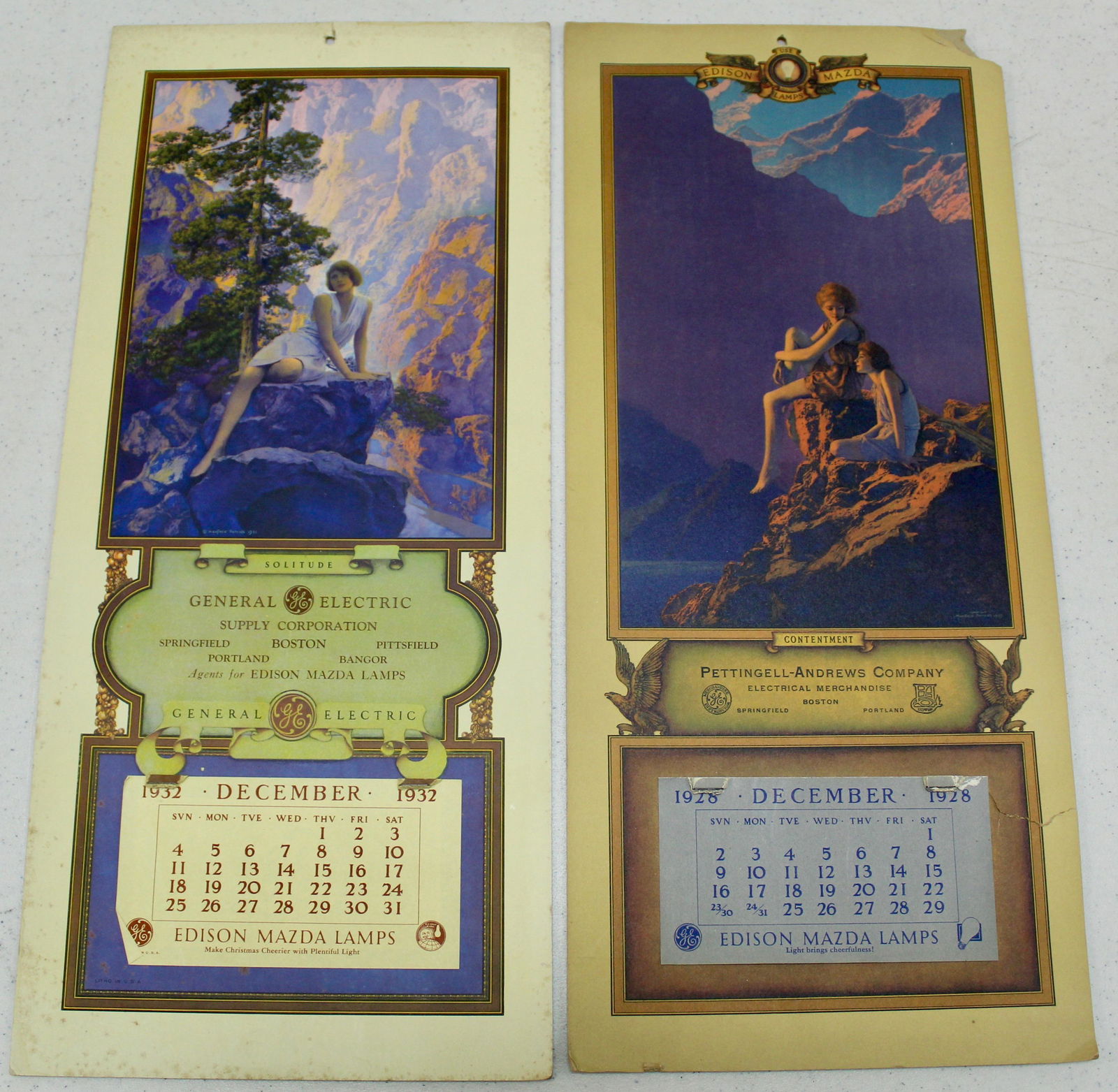 1928 & 32 Calendars by Maxfield Parrish: 1928 & 32 Calendars by Maxfield Parrish, As found
