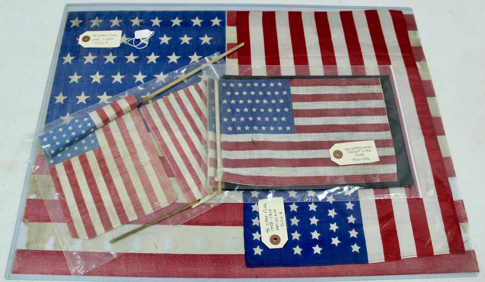 Six American flags: Six American flags, 45,46,48 stars