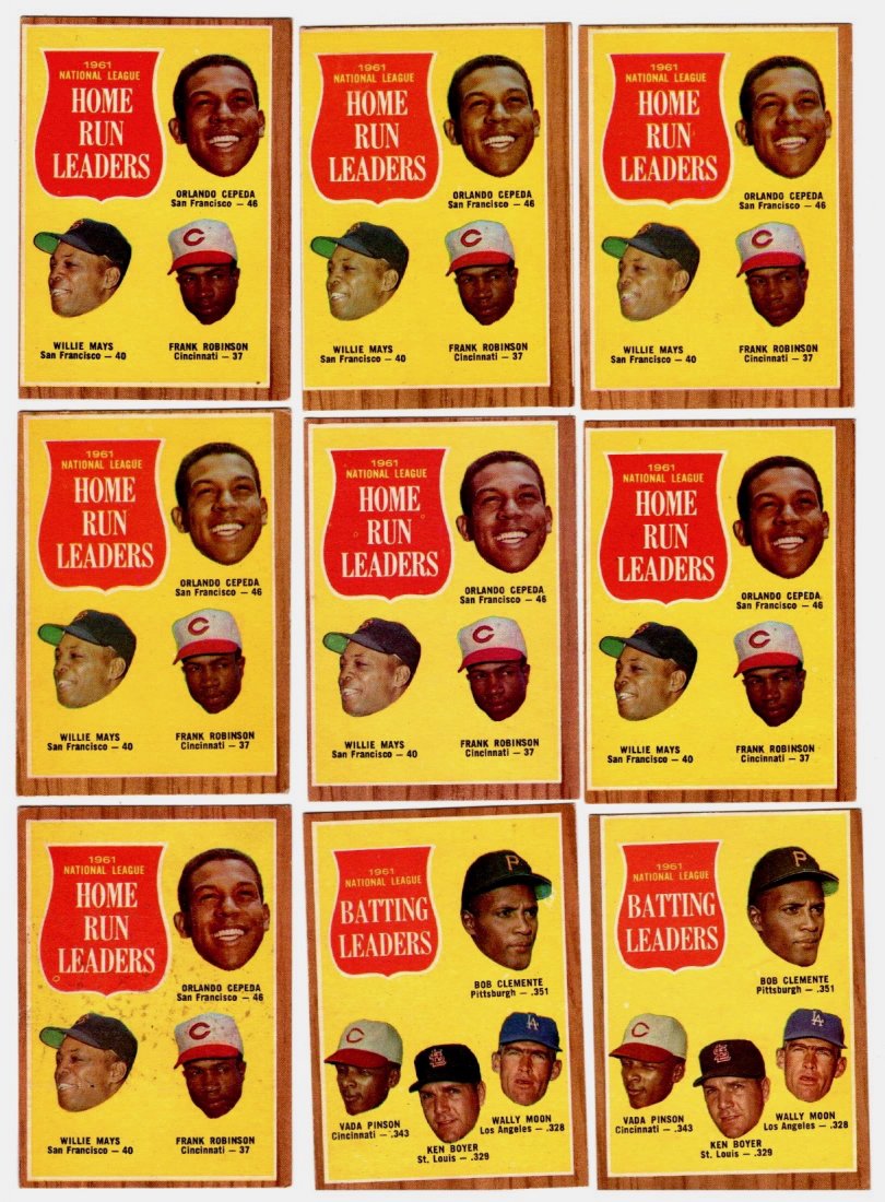 9 1962 Topps Baseball, H.R. & Batting Leaders (1 of 1)