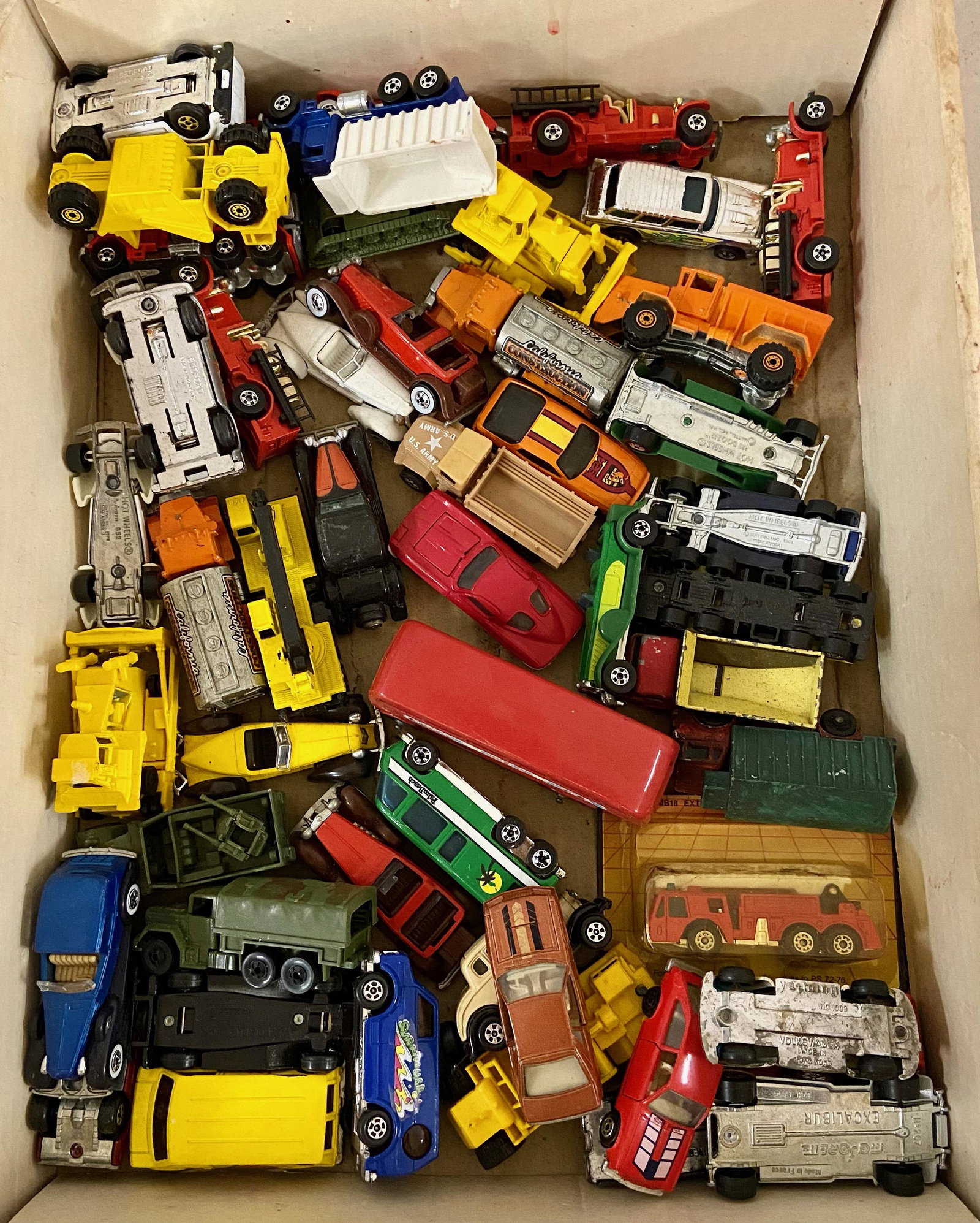 56 Misc. Toy Cars, Hot Wheels, Ertyi: Approx. 56 Assorted Hot Wheel cars & trucks , sev. Ertyl, No pkg.