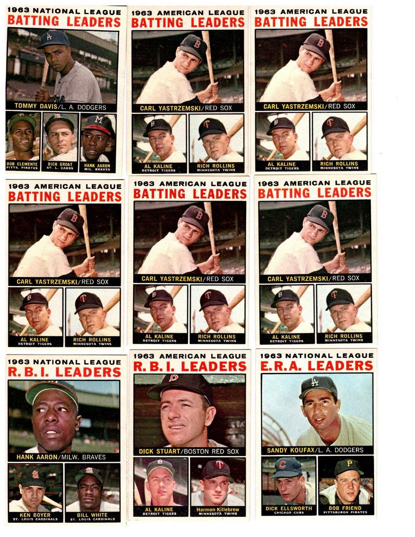36 1964 Topps Baseball, Leaders, Yaz, Hank Aaron etc. (1 of 4)