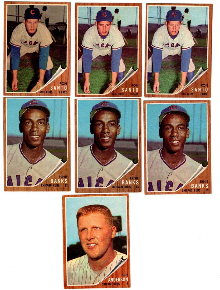 7 1962 Topps Baseball, Santo, Ernie Banks, Anderson (1 of 1)
