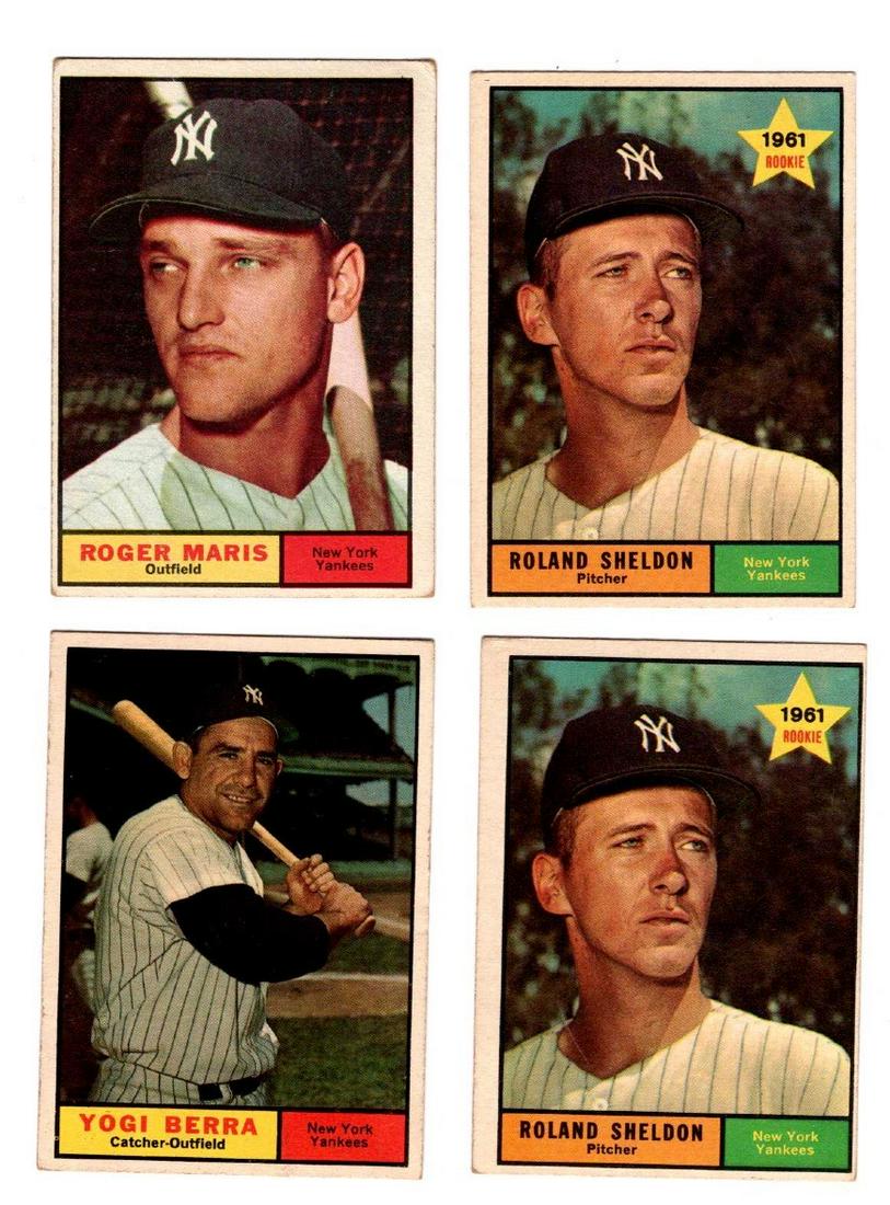 4  1961 Topps Baseball, Roger Maris, Sheldon, Yogi Bera (1 of 1)