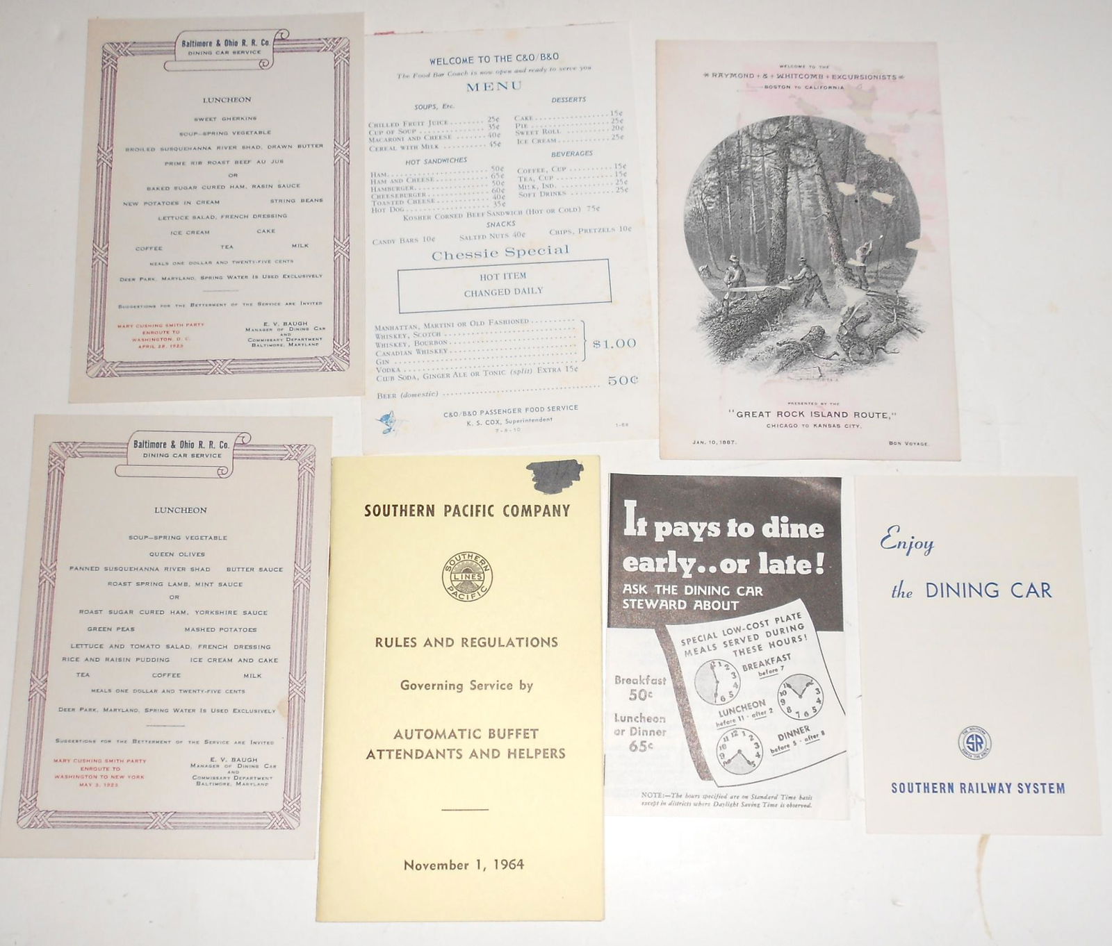 7 Railroad Dining Car & Menu related items (1 of 1)