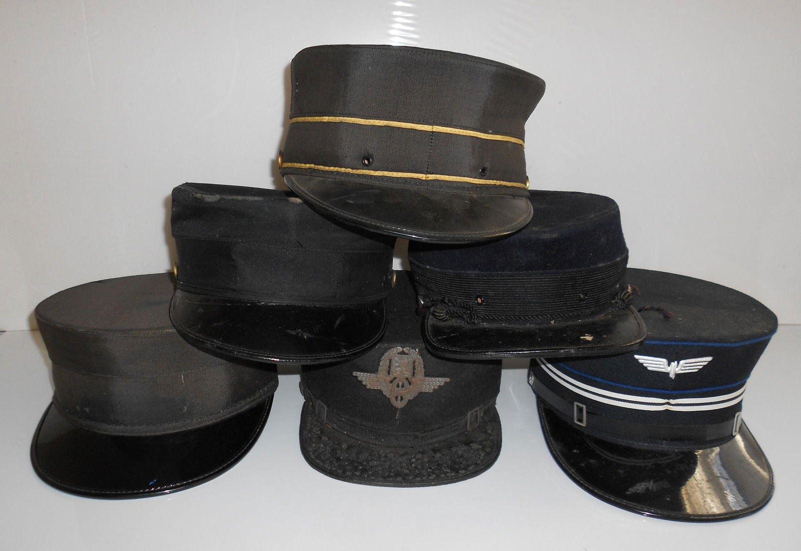 6 Railroad Uniform Hats - various Lines (1 of 3)