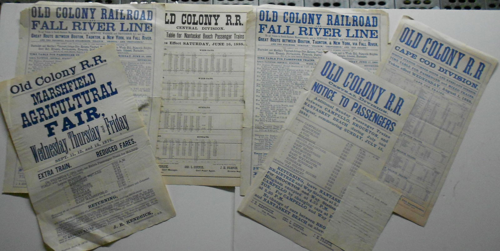 Old Colony Railroad Broadside Timetables & Notices (1 of 3)