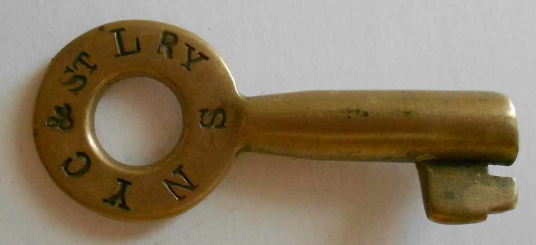 NYC&StL Tapered Barrel Brass Switch Key (1 of 2)