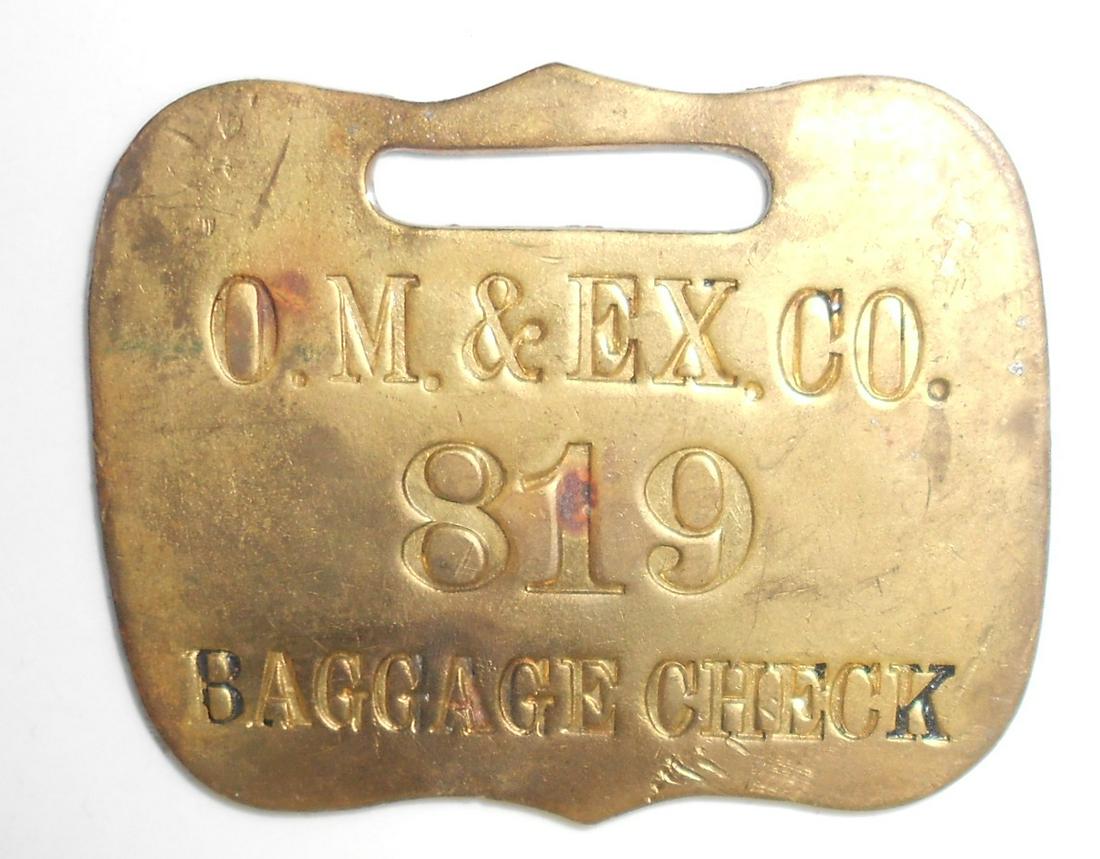 Overland Mail Express Company Brass Baggage Check (1 of 2)