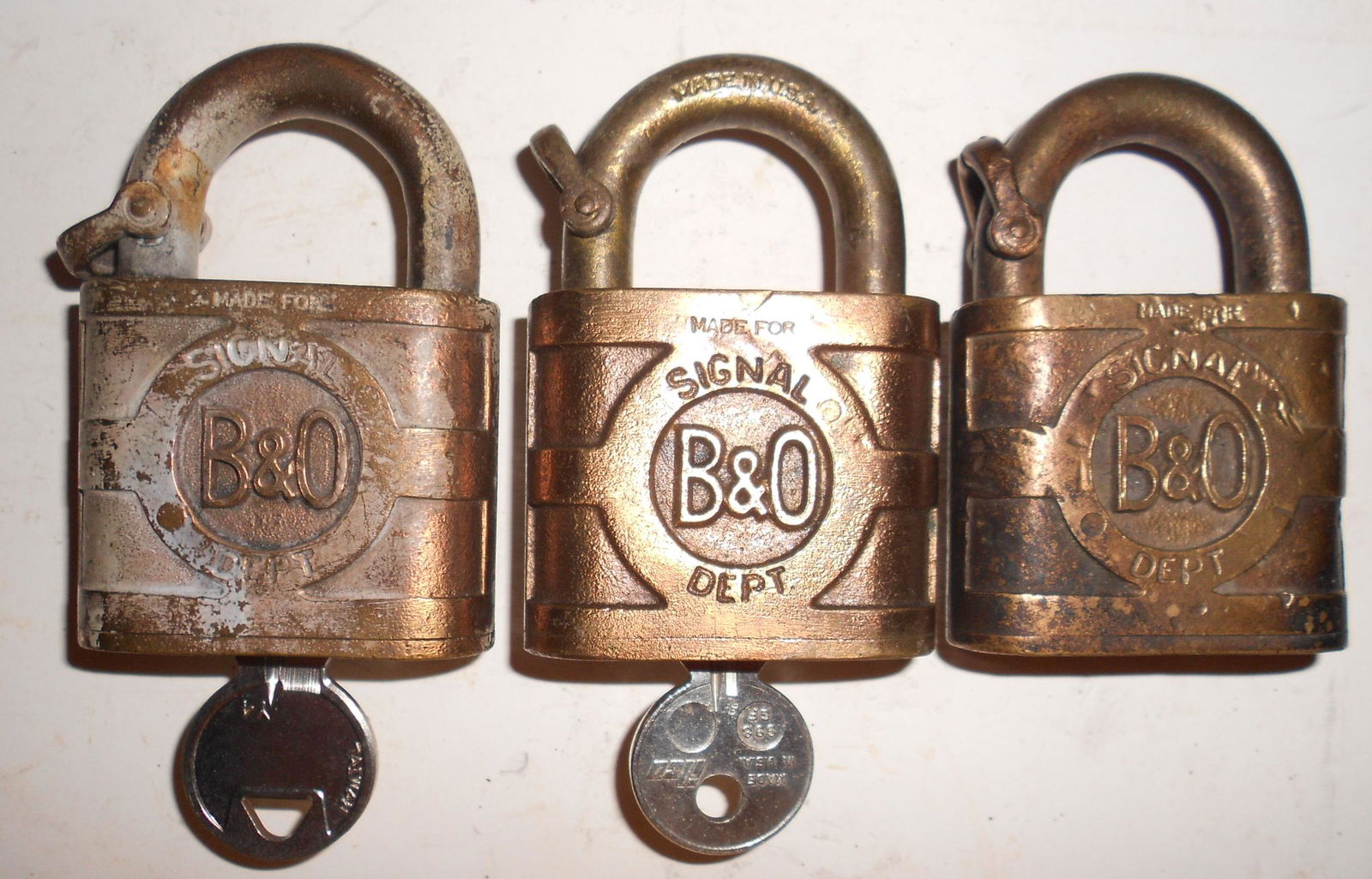 3 B&O Signal Locks from different Divisions (1 of 3)