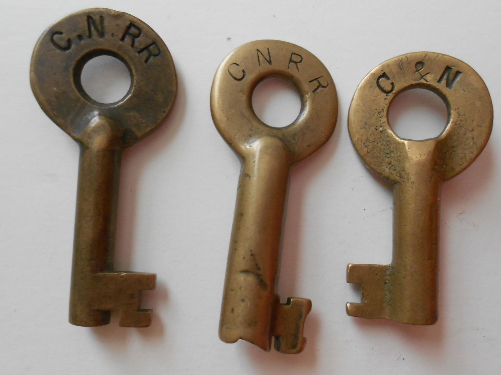 3 Brass Railroad Keys from Ohio: CN C&N (1 of 2)