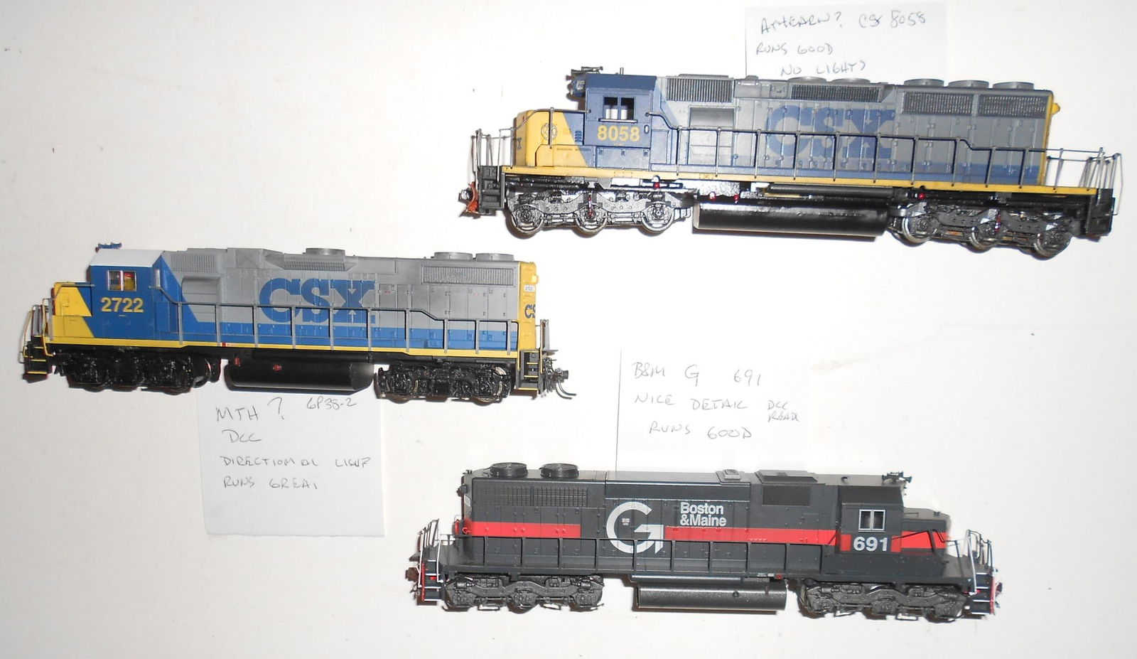 HO Scale 3 Loose Diesels CSX, Guilford DCC (1 of 4)