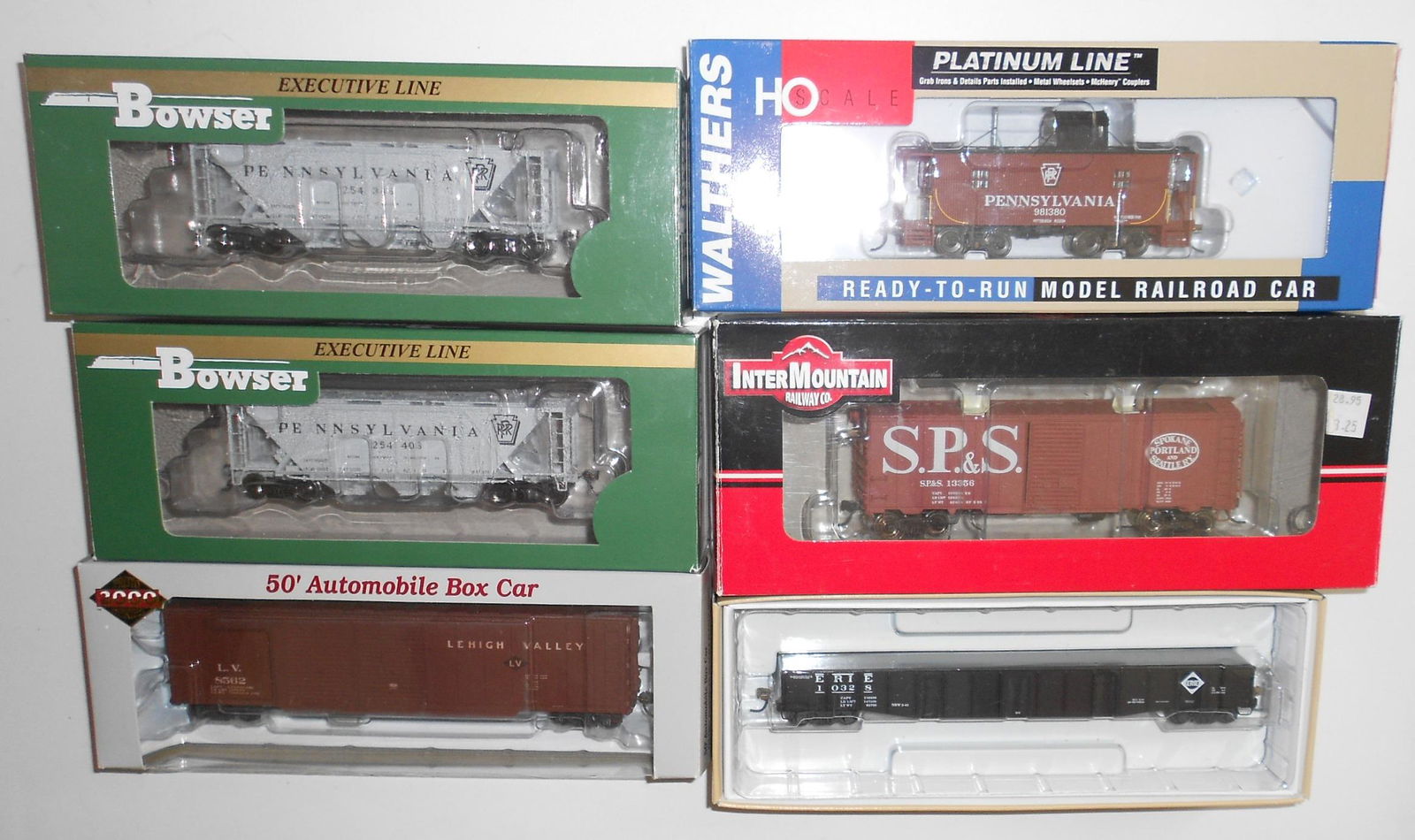 HO Scale 6 RTR Freight Cars: PRR, LV, Erie, SP&S (1 of 2)