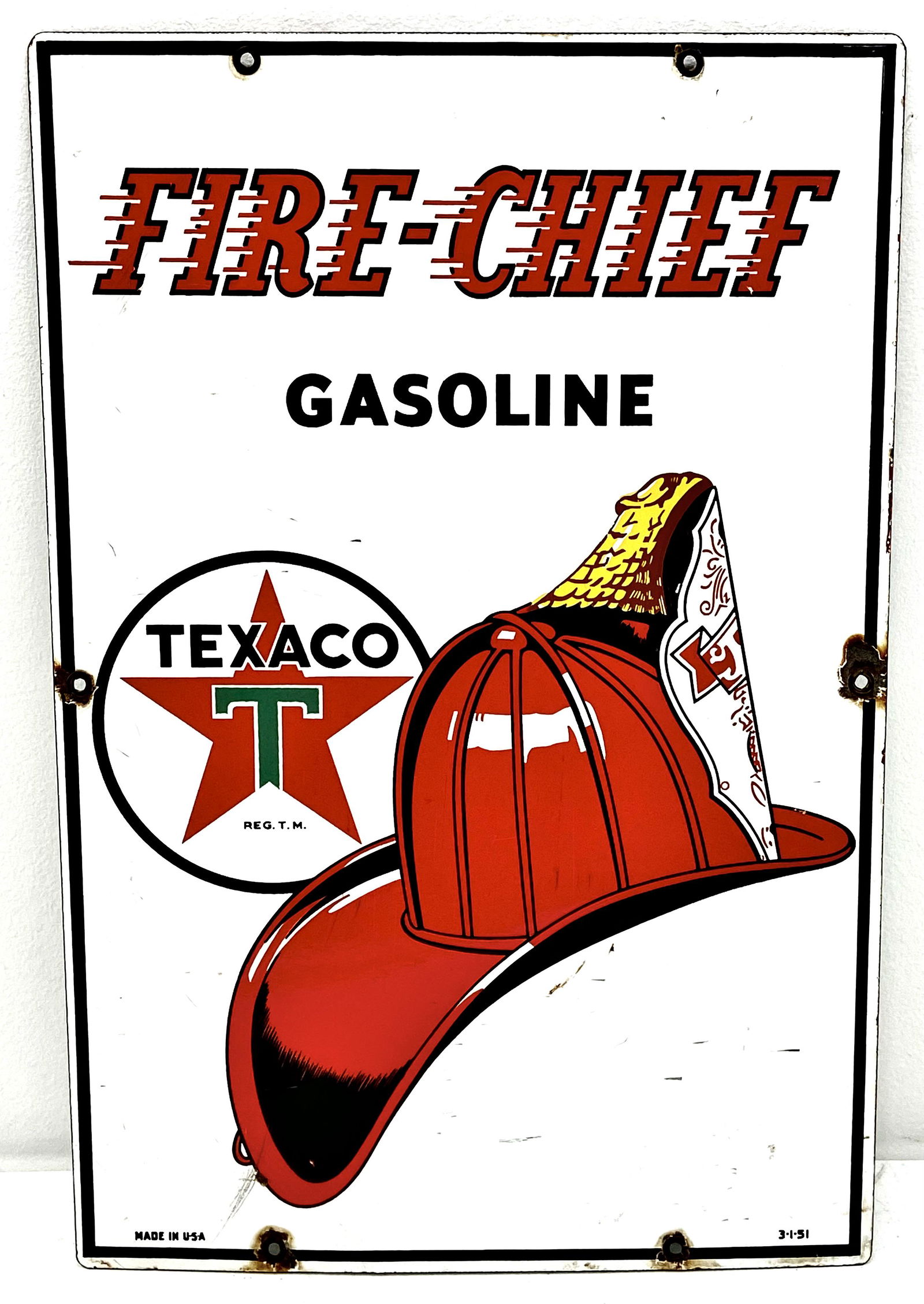 Texaco Fire Chief Porcelain Sign (1 of 1)