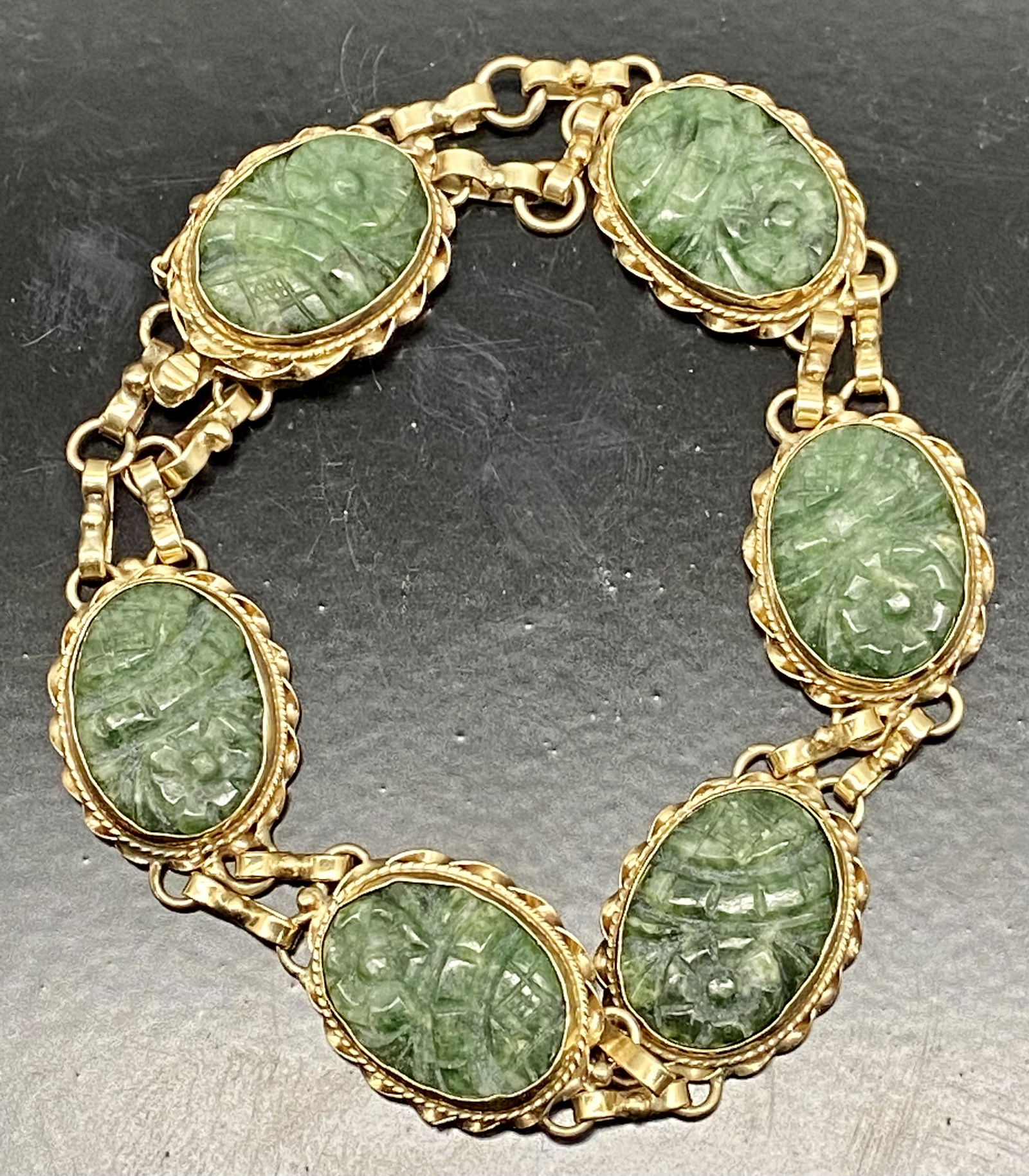 Gold Jewelry, 14k Bracelet, w/Jade stones (1 of 4)