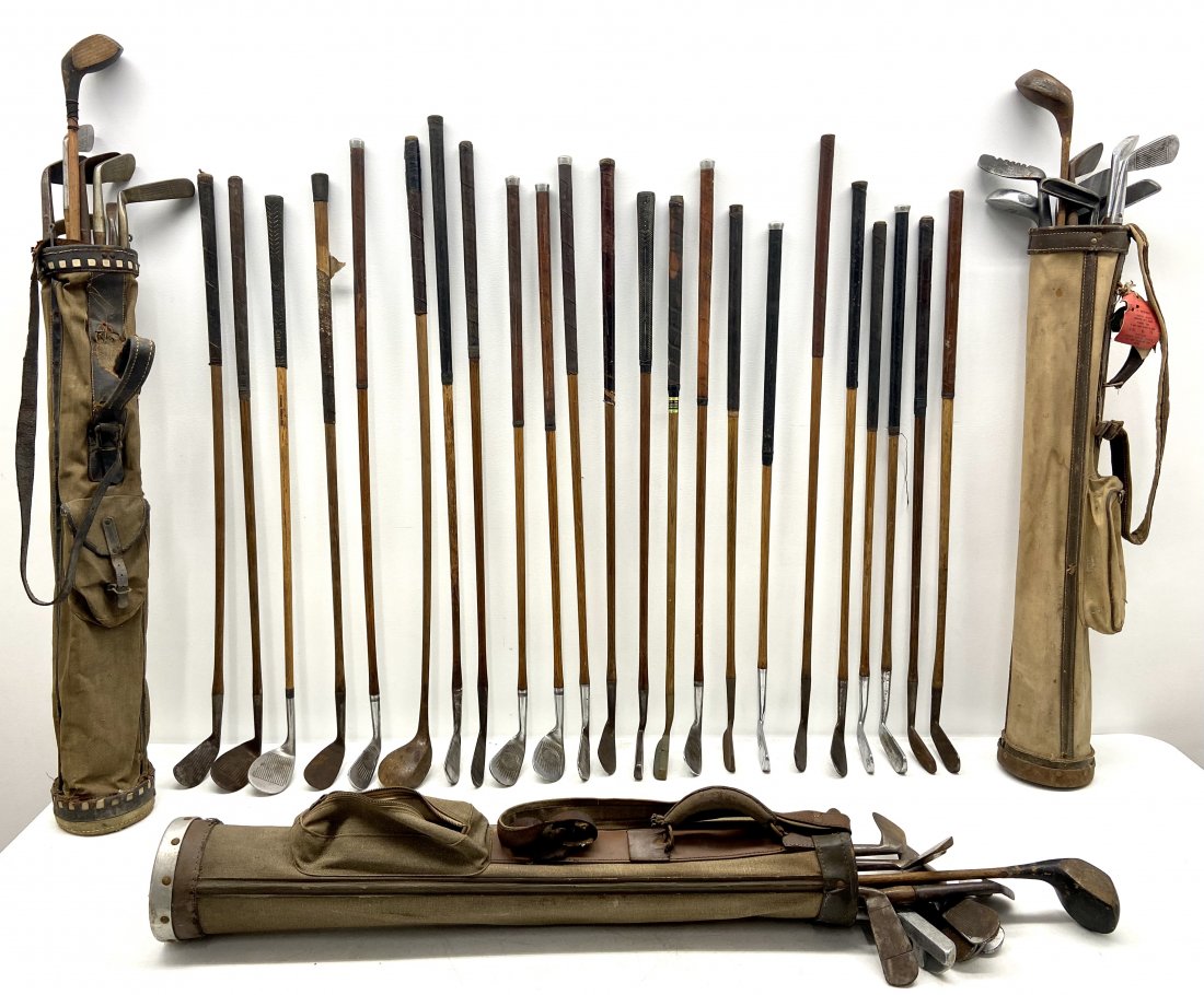 Large Lot of Wood Shaft Golf Clubs (1 of 14)