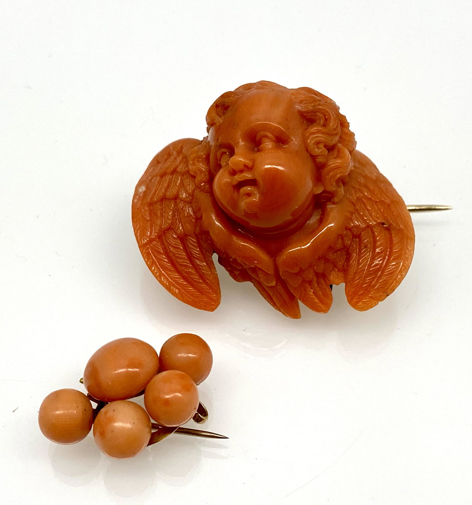 Two Carved Coral Pins (1 of 2)