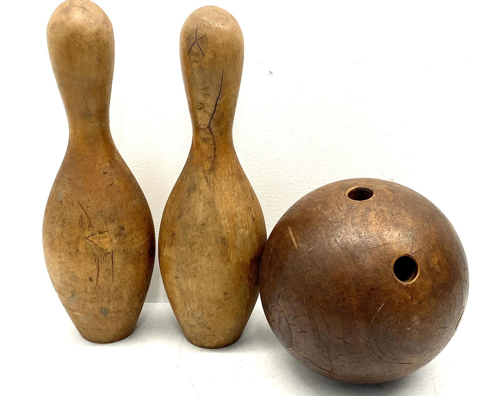 Wooden Bowling Ball and Pins (1 of 3)