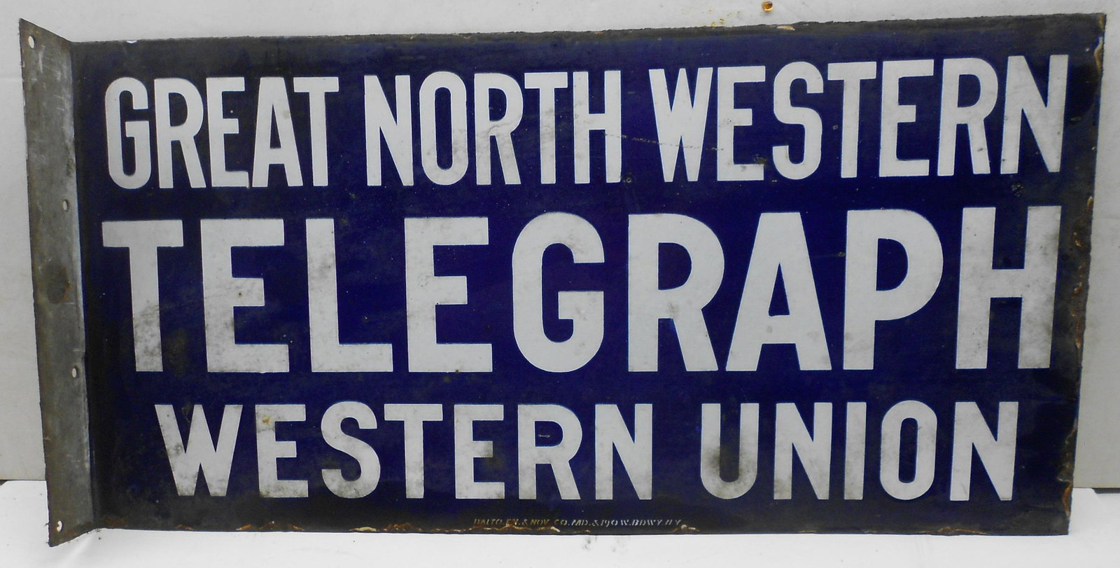 Porcelain Canadian Telegraph 2 Sides Sign, Flange (1 of 6)