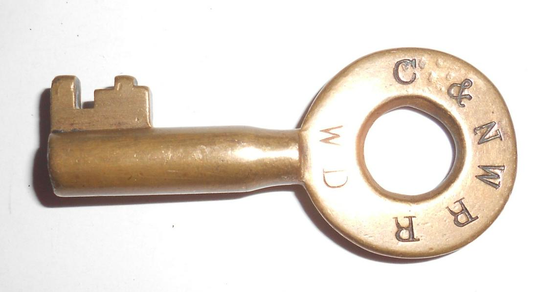 C&NW RR Brass Switch key with "W D" (1 of 2)