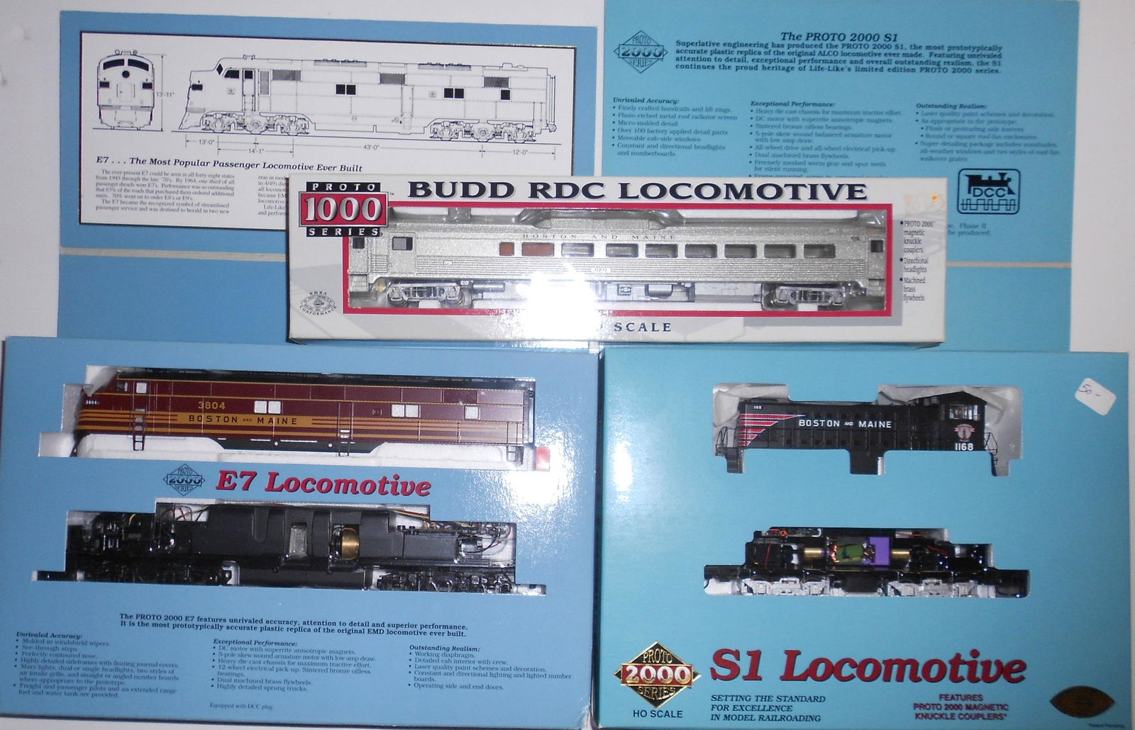 HO Scale 3 Proto B&M Diesels: E7, S1, RDC (1 of 2)