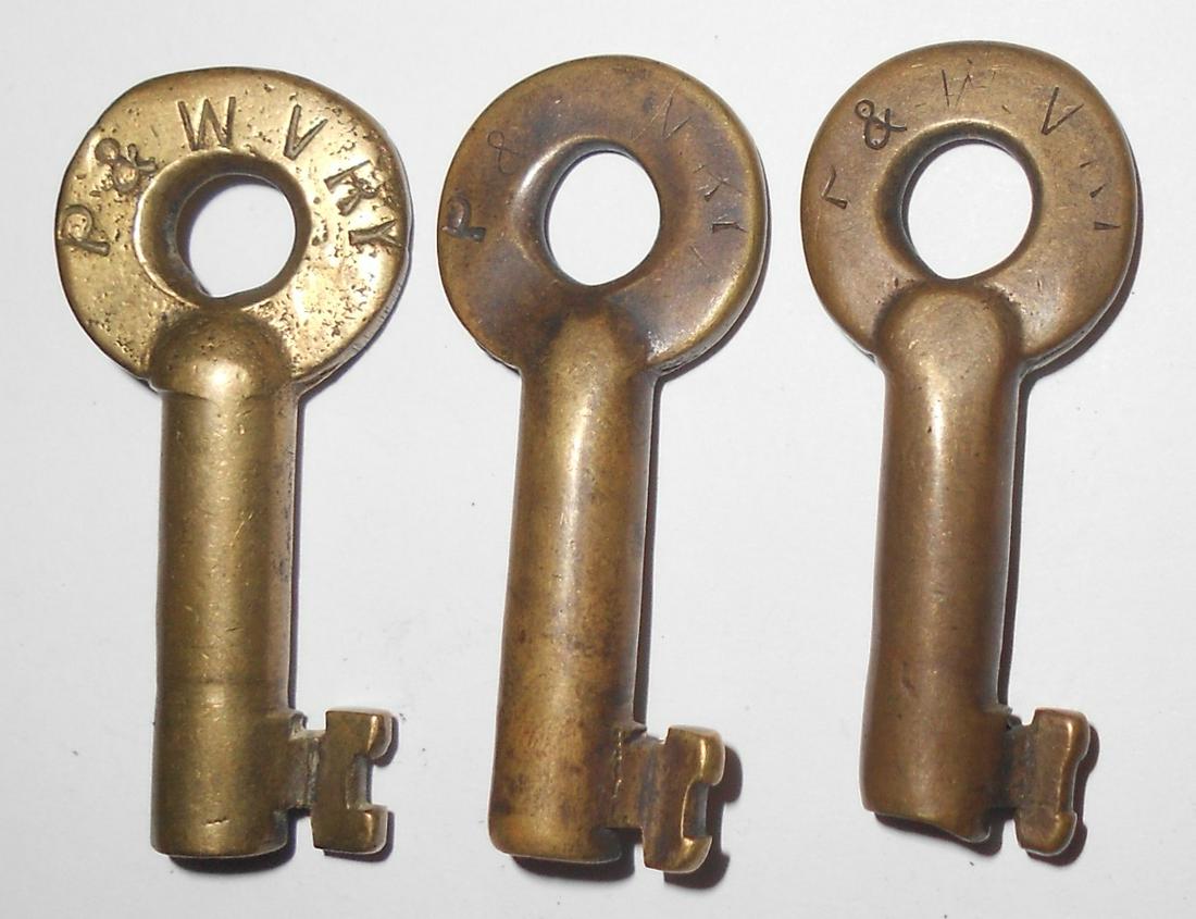 3 Pittsburg & West Virginia Railroad Switch Keys (1 of 2)