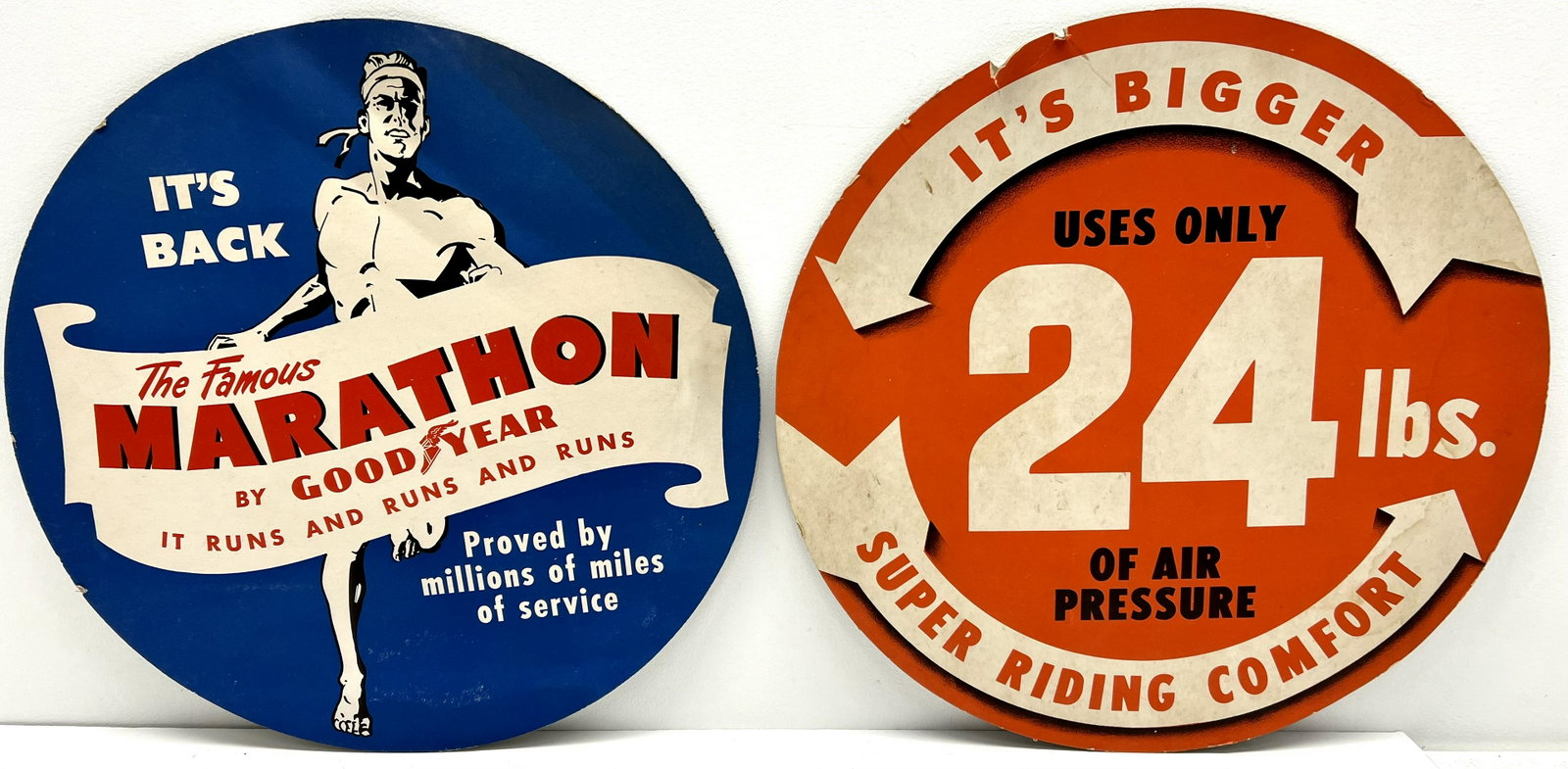 Cardboard Tire Advertising Etc: Three Pieces of Advertising Two Cardboard Tire Advertisements Good Year Etc 17" . Alemite Carboard Lubricant Advertsinemnt 8x8
