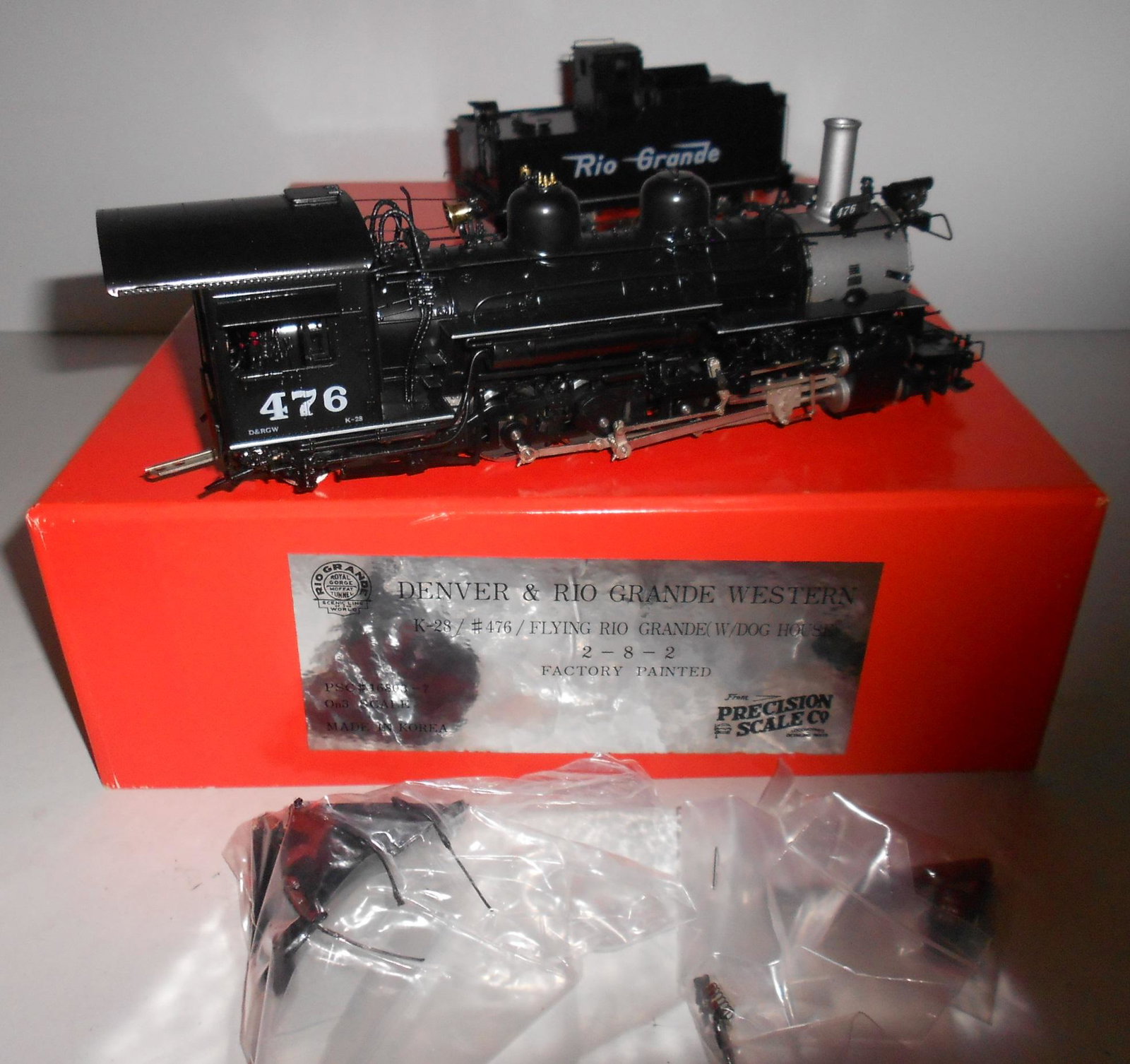 On3 Brass PSC D&RGW K-28 476 16803-7 f/p Flying (1 of 9)