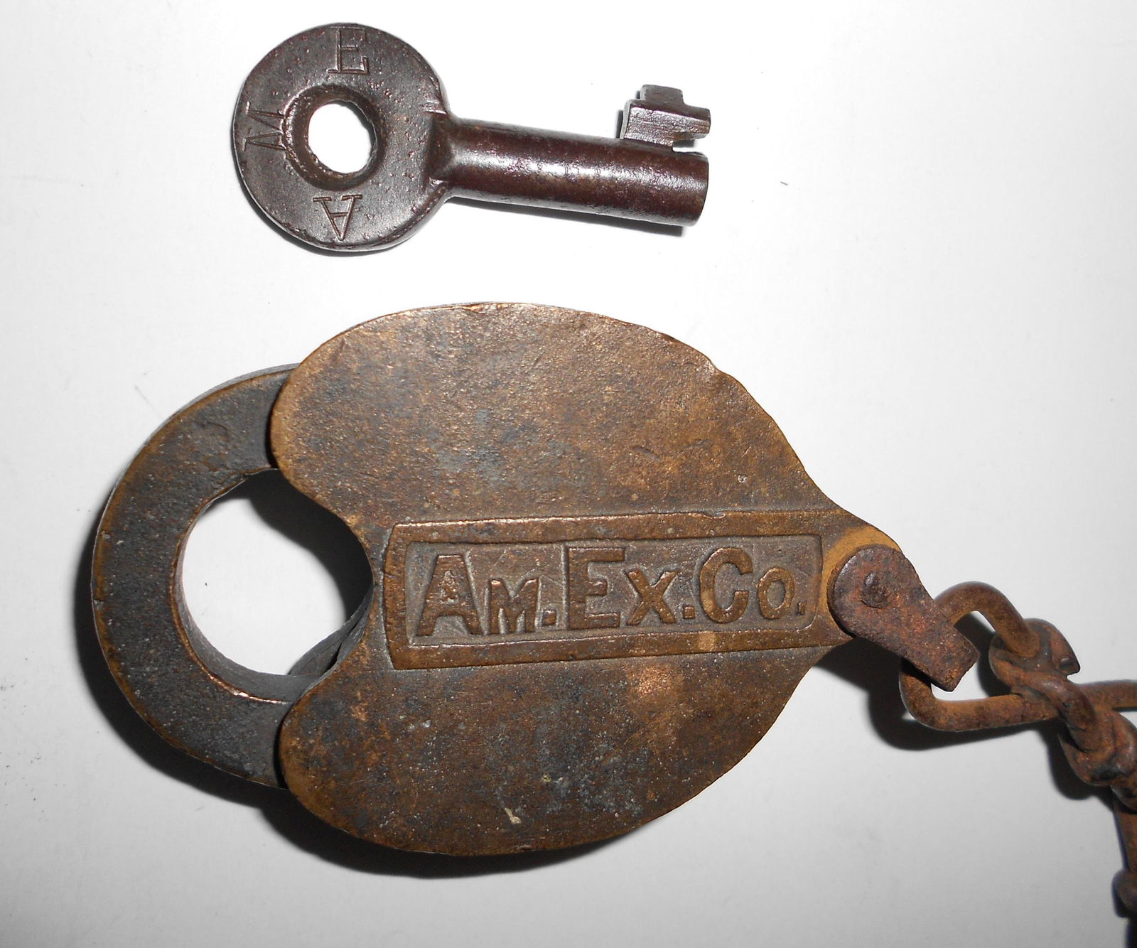 American Express Company Cast Panel Lock & Steel Key (1 of 3)