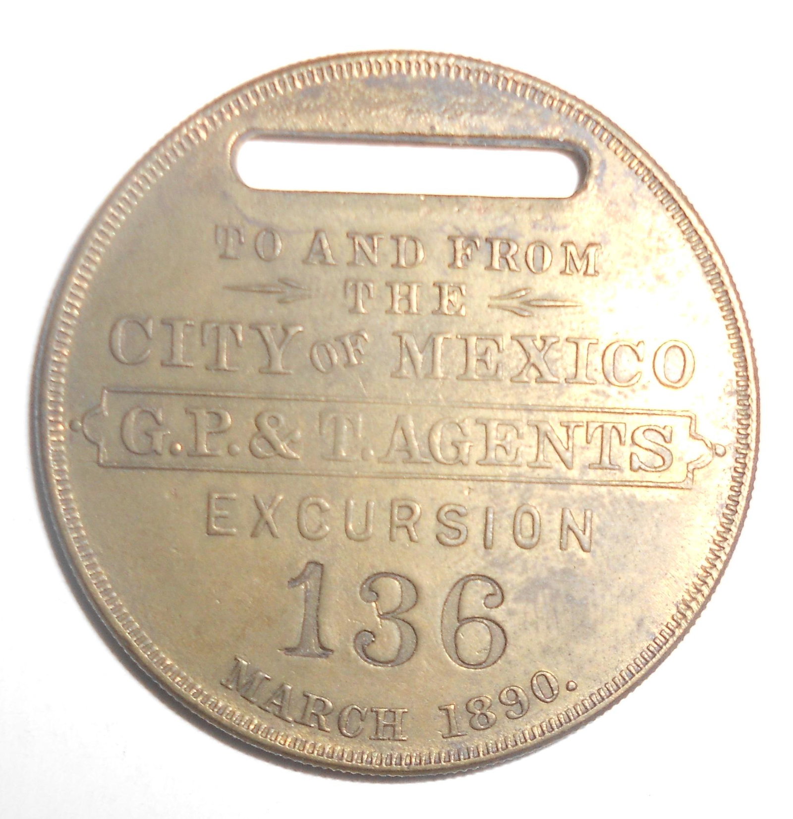Wilcox 1890 Advertising Baggage Tag for Agents - Mexico City (1 of 2)